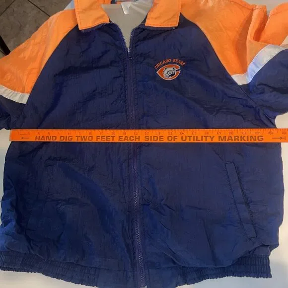 Vtg Chicago Bears lightweight jacket Men L Hilton Tag Windbreaker NFL Football - Picture 12 of 16